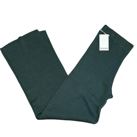 SPLENDID Cashblend Silva Wide Leg Pant Evergreen Cashmere Blend Pull-On NWT XL - Picture 3 of 8